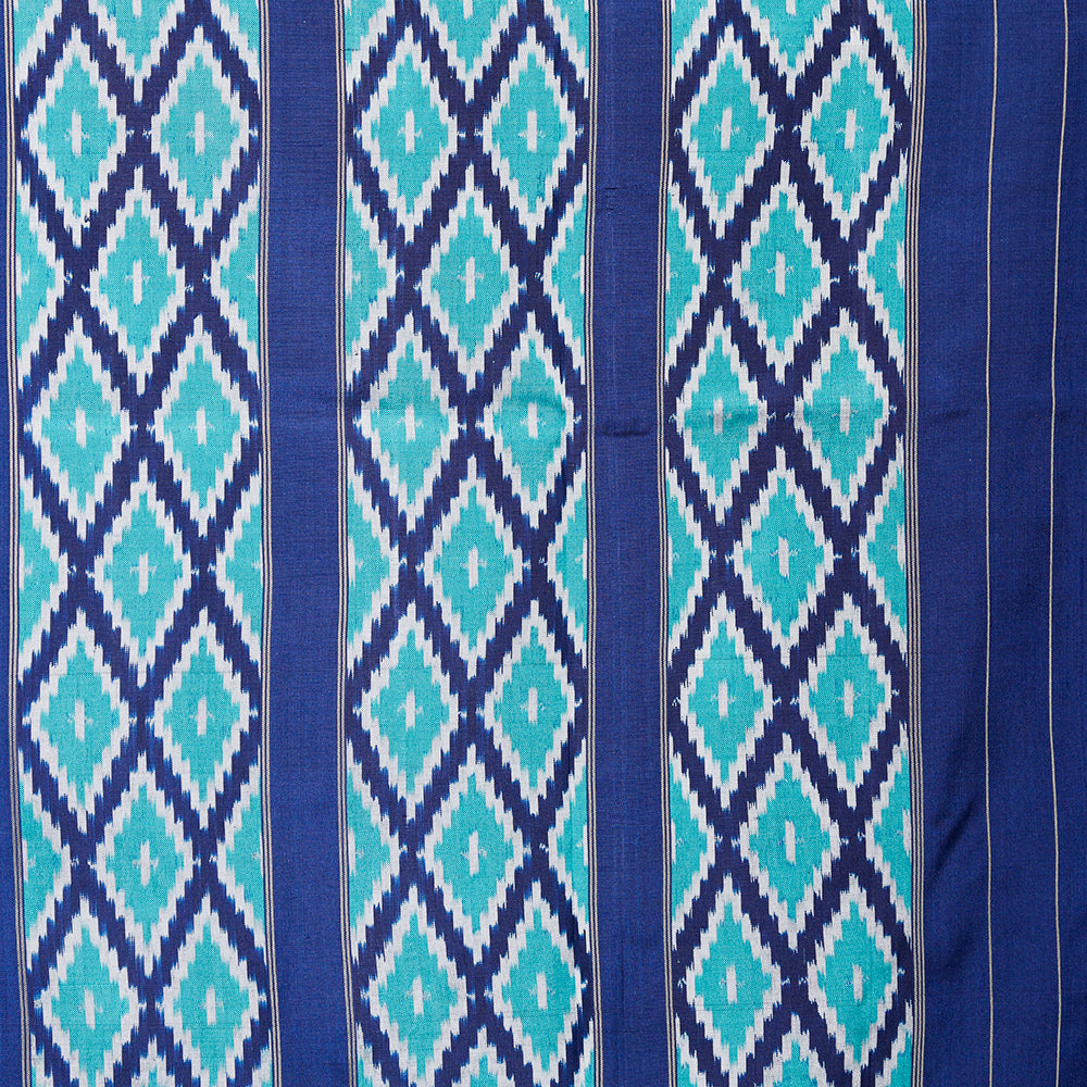 Ikatan Blue Mulberry Silk Odisha Geometric Ikat Saree Ikatan
