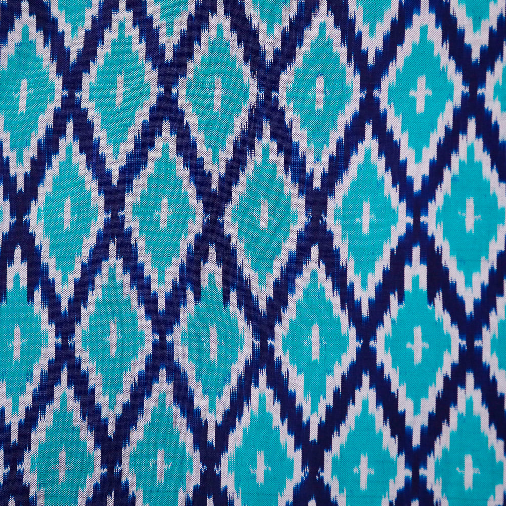 Ikatan Blue Mulberry Silk Odisha Geometric Ikat Saree Ikatan
