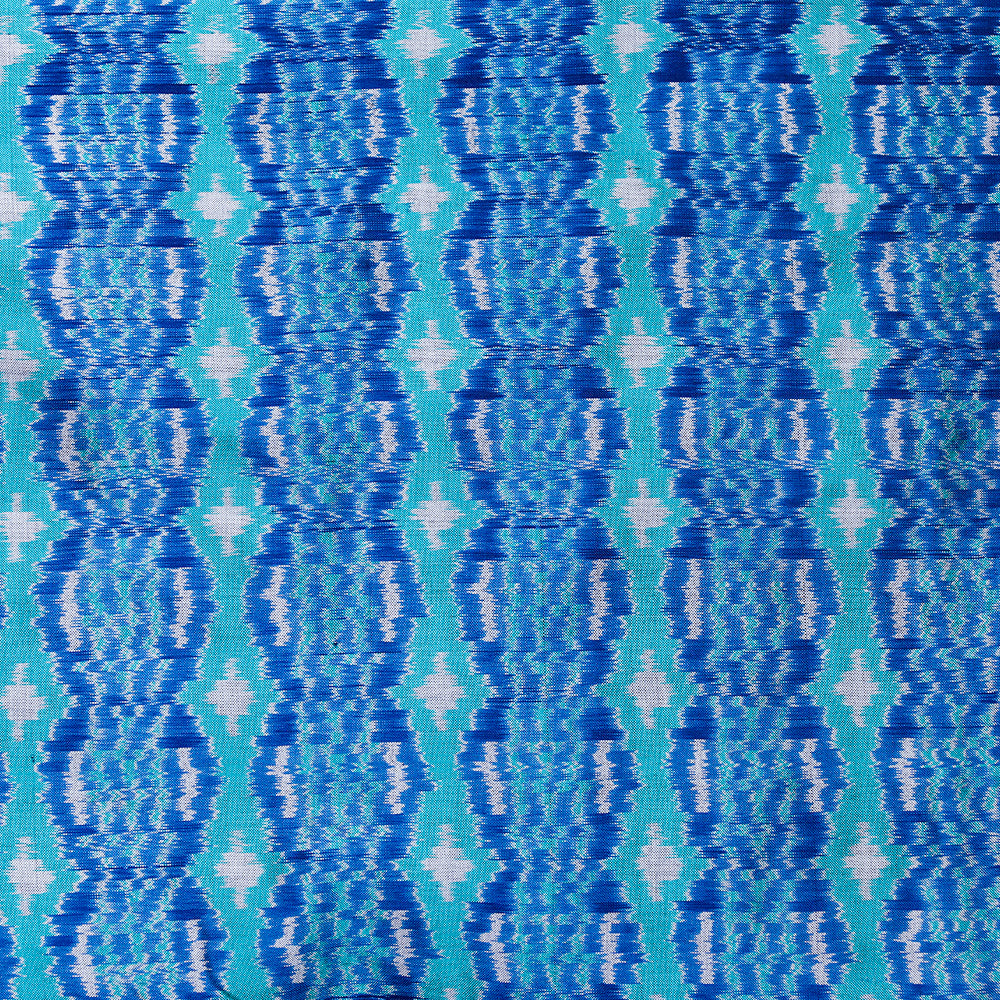 Ikatan Blue Mulberry Silk Pochampally Floral Ikat Saree Ikatan